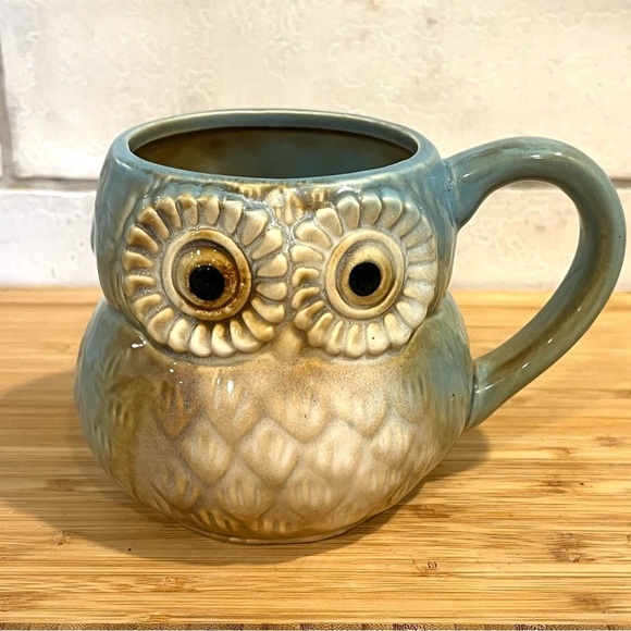 Other - Owl Shaped Turquoise Coffee Mug Cup 16 ounce